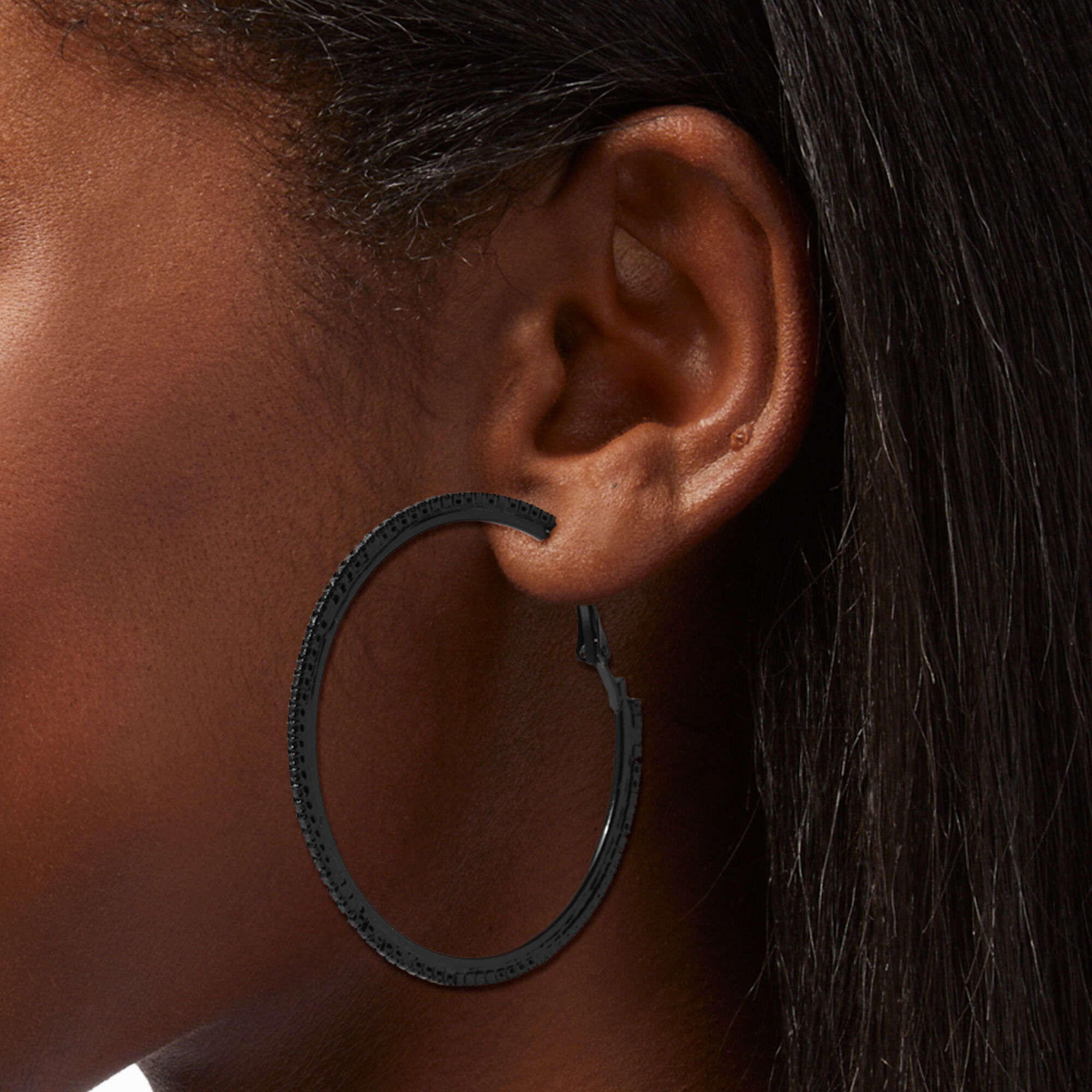 LAGOS Black Caviar Diamond Hoop Earrings | Neiman Marcus